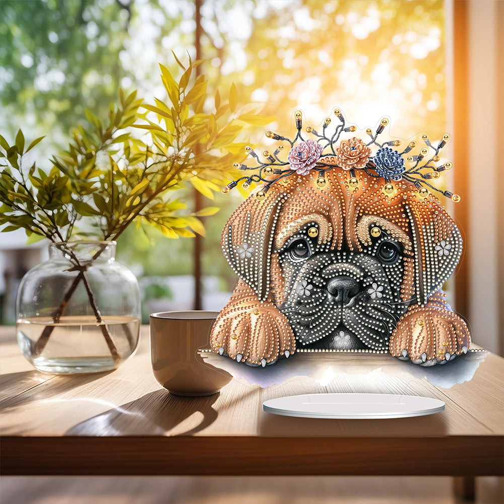 Diamond Painting Desktop Decoration for Home Office Desktop Decoration (Pug)