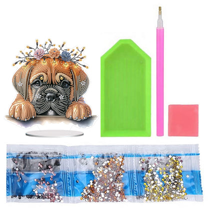 Diamond Painting Desktop Decoration for Home Office Desktop Decoration (Pug)