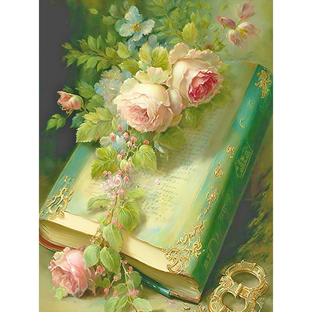 Flowers And Books - Full Round Drill Diamond Painting 30*40CM