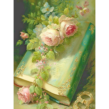 Flowers And Books - Full Round Drill Diamond Painting 30*40CM
