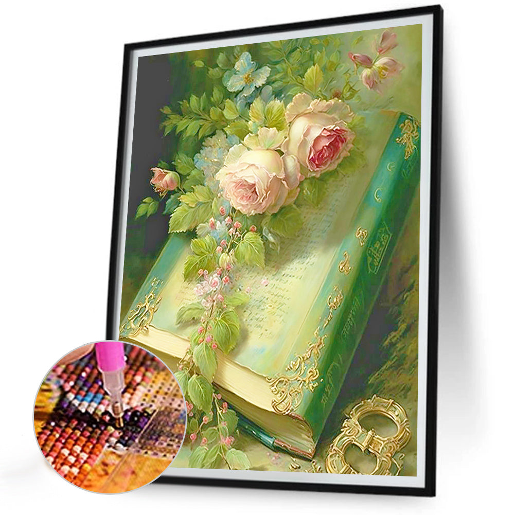 Flowers And Books - Full Round Drill Diamond Painting 30*40CM