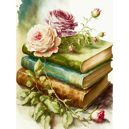 Flowers And Books - Full Round Drill Diamond Painting 30*40CM