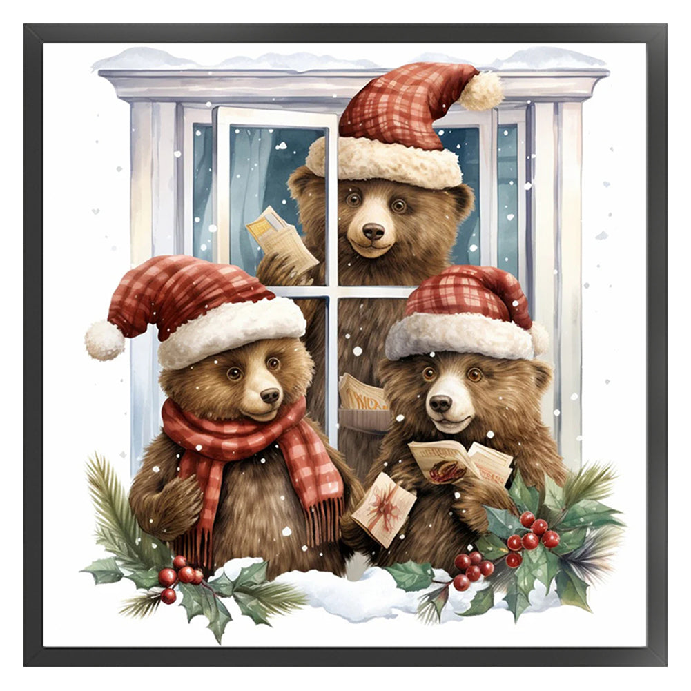 Christmas Bear - 18CT Counted Cross Stitch 30*30CM(Joy Sunday)