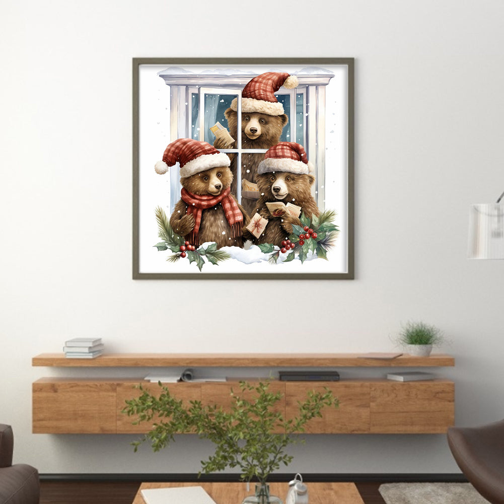 Christmas Bear - 18CT Counted Cross Stitch 30*30CM(Joy Sunday)