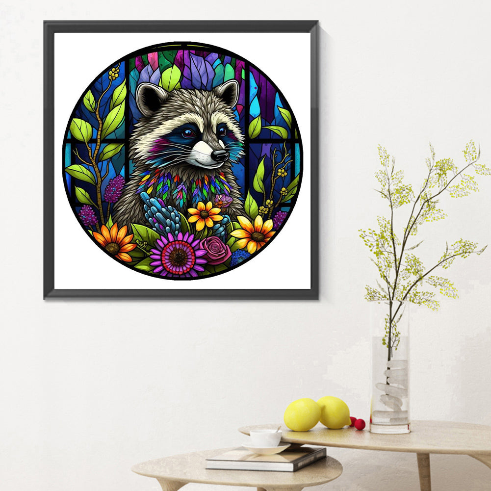Colorful Raccoon - Full Round Drill Diamond Painting 30*30CM