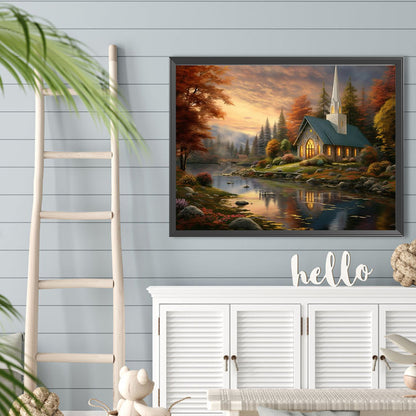 Village Church - Full Round Drill Diamond Painting 40*30CM