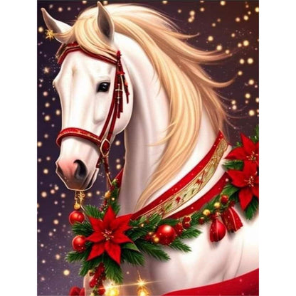 Christmas White Horse - Full Round Drill Diamond Painting 30*40CM