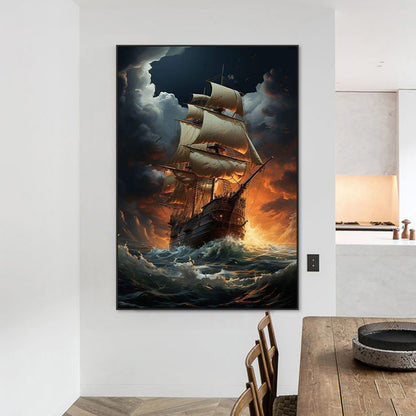 Sea Sailing Boat - Full Square Drill Diamond Painting 50*70CM