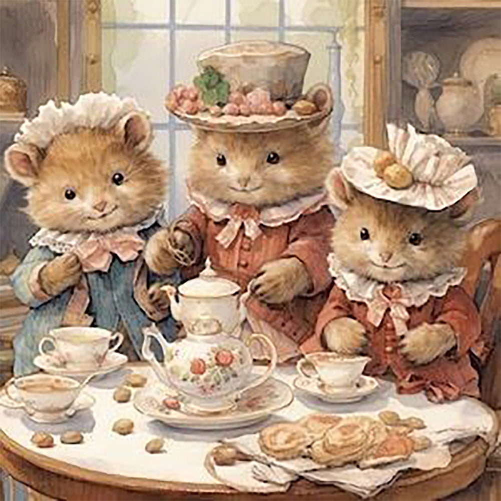 Warm Animal Family - Full Round Drill Diamond Painting 30*30CM