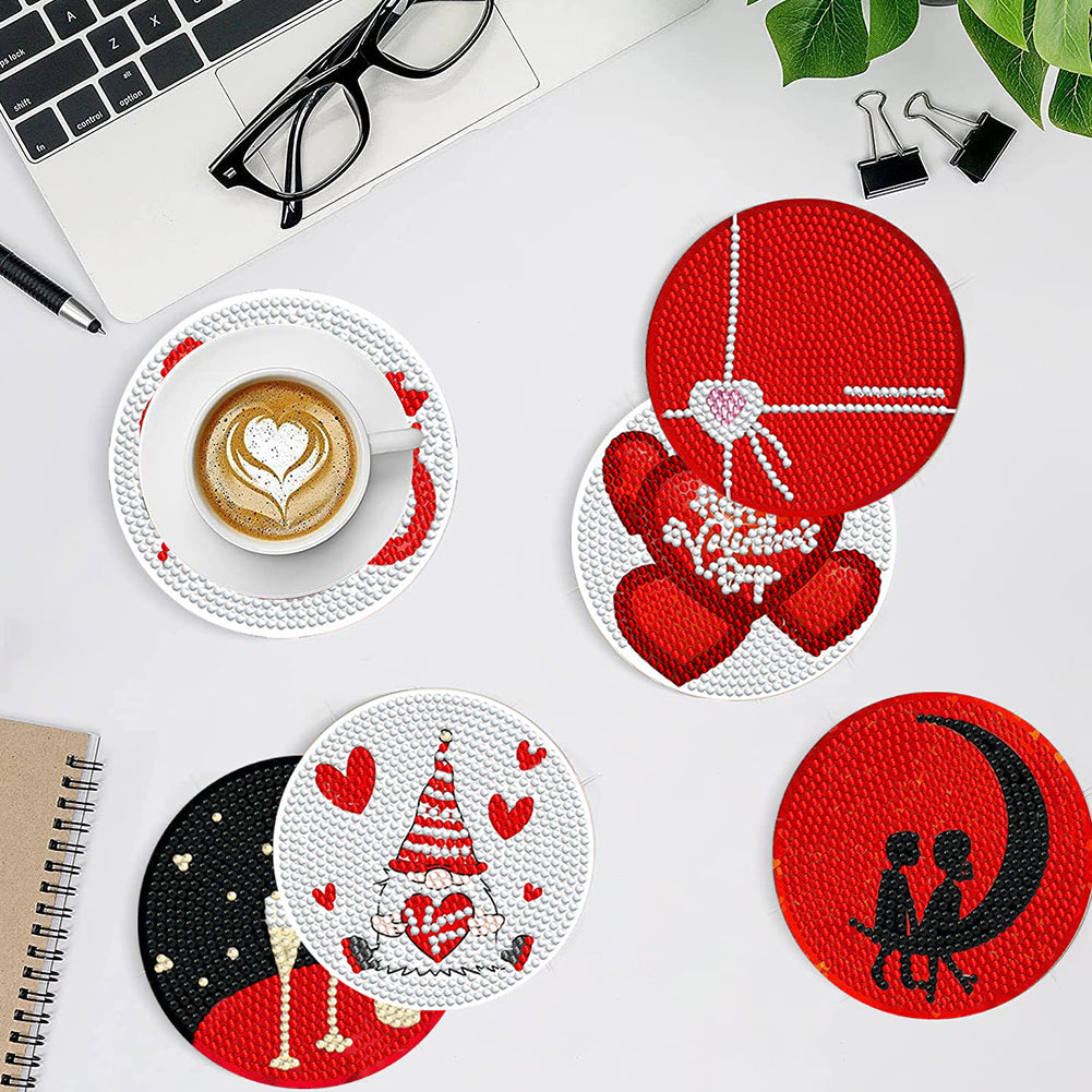 8 PCS Acrylic Diamond Painting Art Coaster Kit with Holder (Love Bear)