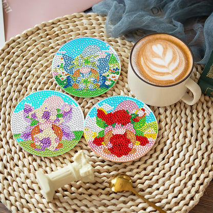 8 PCS Acrylic Diamond Painting Art Coaster Kit with Holder (Garden Gnome)