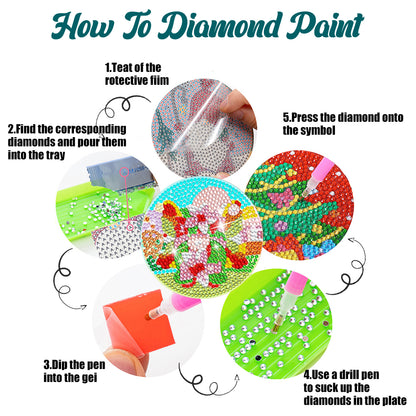 8 PCS Acrylic Diamond Painting Art Coaster Kit with Holder (Garden Gnome)