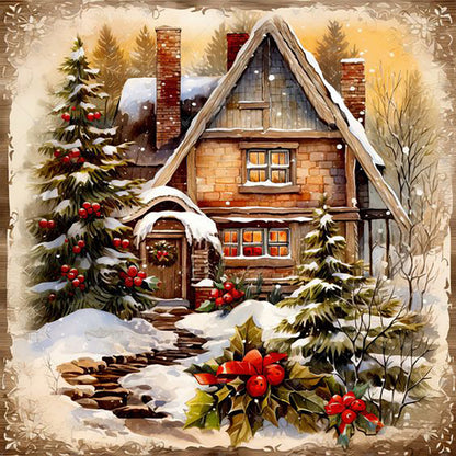 Snow Cabin - Full Round Drill Diamond Painting 30*30CM