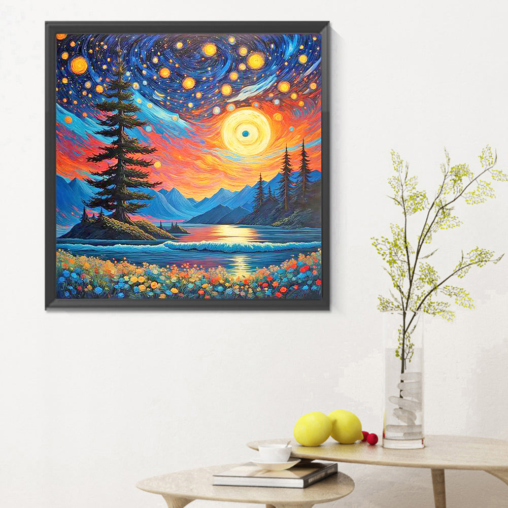 Xiaguang Lakeside - Full Round Drill Diamond Painting 30*30CM