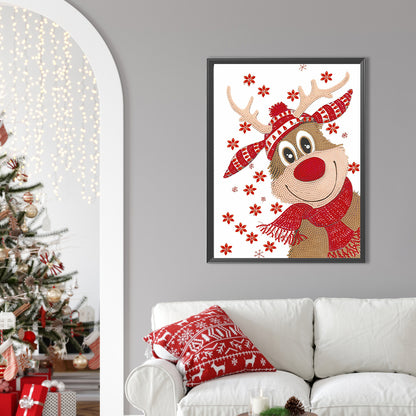 Christmas Deer - Special Shaped Drill Diamond Painting 30*40CM