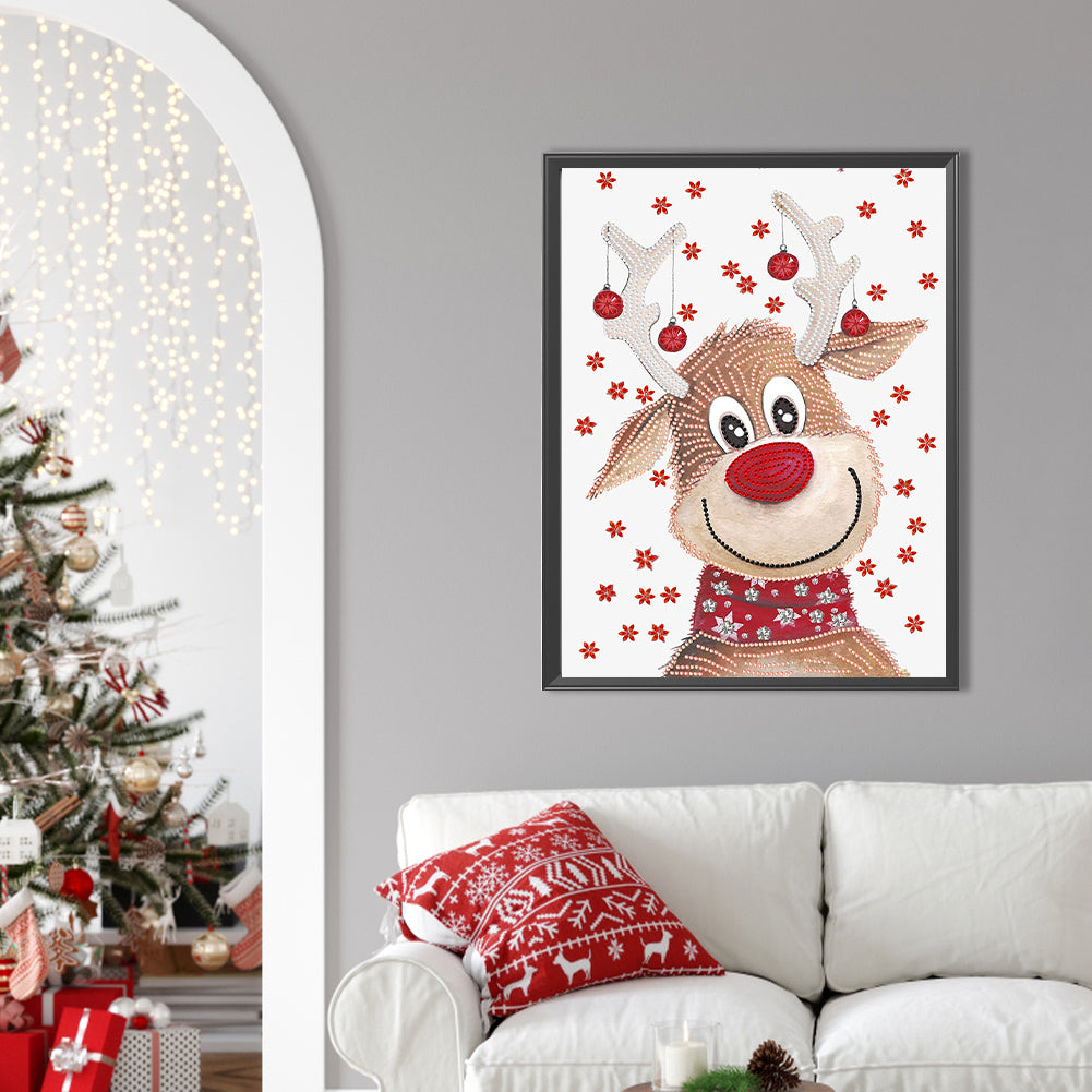 Christmas Deer - Special Shaped Drill Diamond Painting 30*40CM