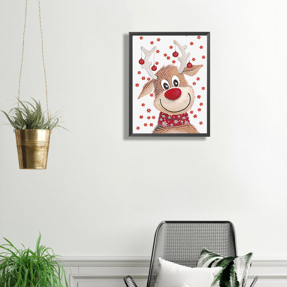 Christmas Deer - Special Shaped Drill Diamond Painting 30*40CM