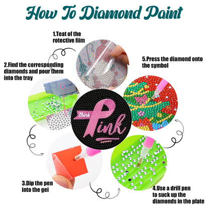 9 PCS Acrylic Diamond Painting Coasters Kits with Holder for Adults Kids (Love)