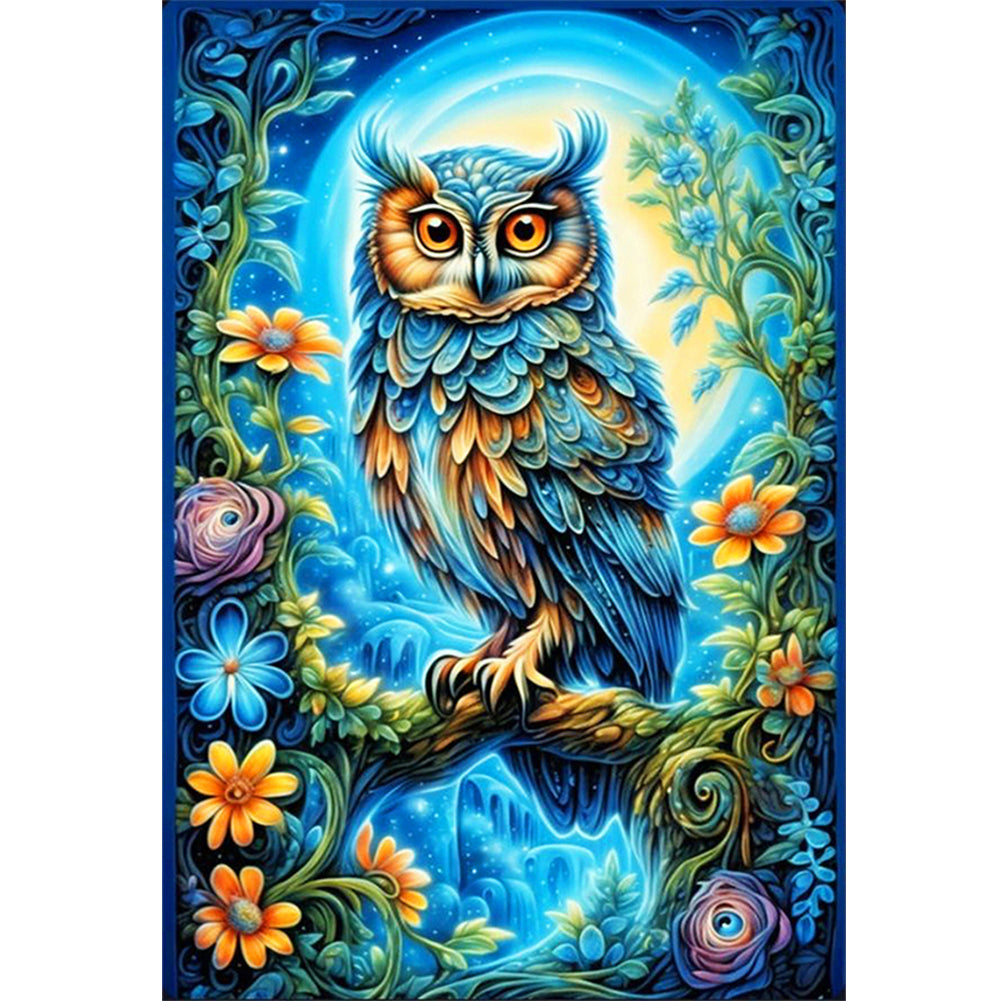 Flowers And Owl - 11CT Stamped Cross Stitch 40*60CM(Joy Sunday)