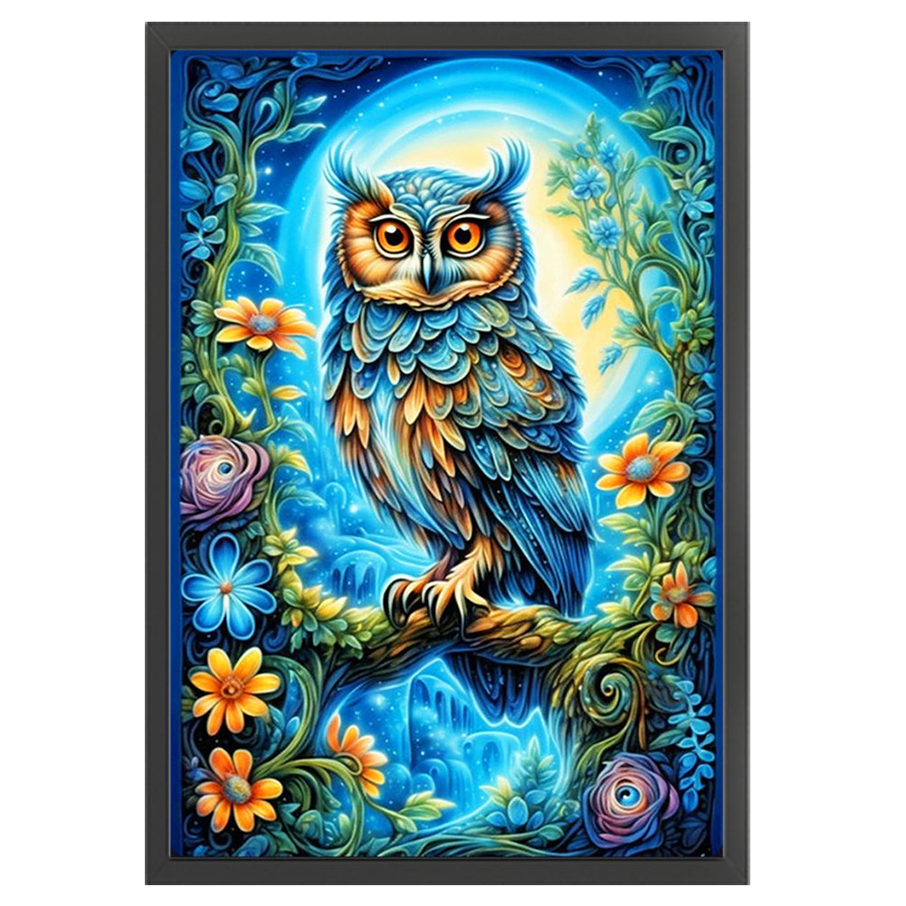 Flowers And Owl - 11CT Stamped Cross Stitch 40*60CM(Joy Sunday)