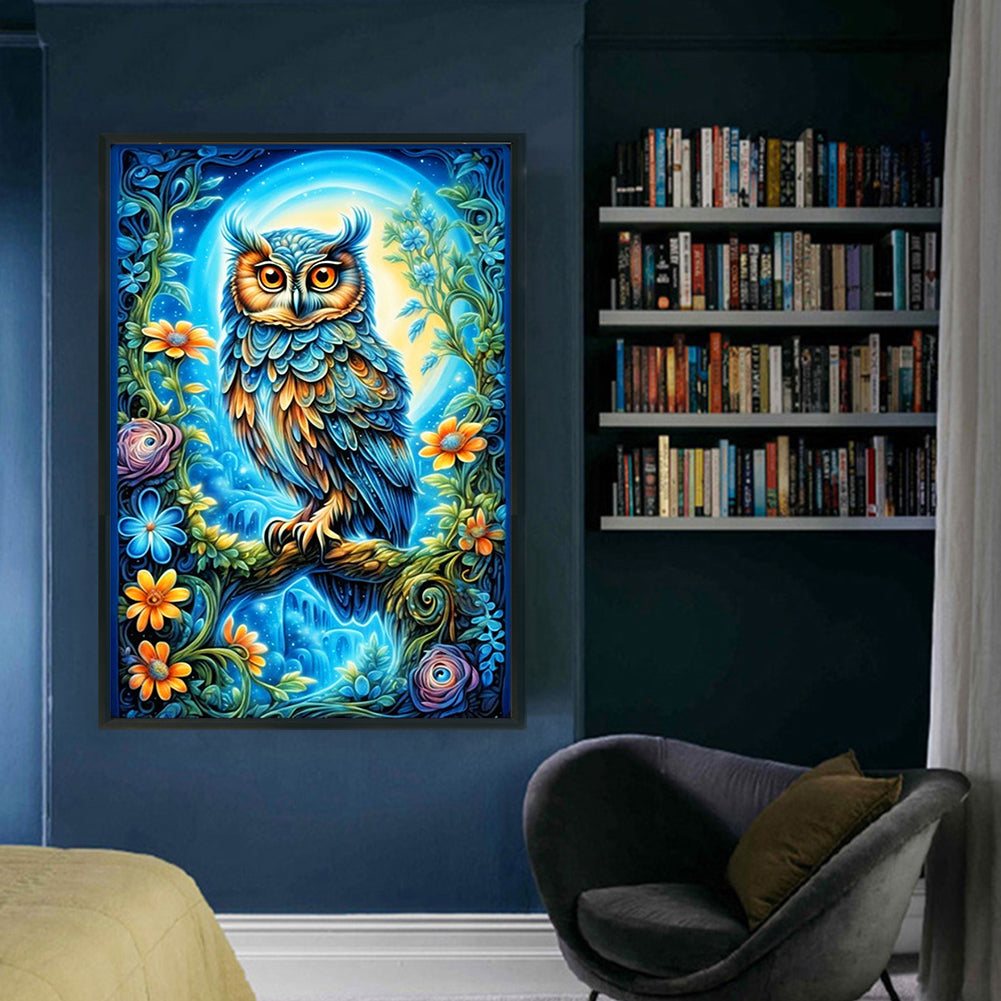 Flowers And Owl - 11CT Stamped Cross Stitch 40*60CM(Joy Sunday)