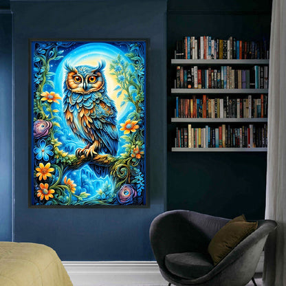 Flowers And Owl - 11CT Stamped Cross Stitch 40*60CM(Joy Sunday)