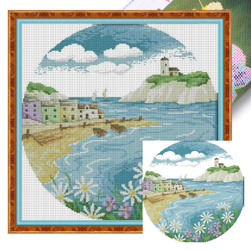 Island - 14CT Stamped Cross Stitch 38*38CM(Joy Sunday)