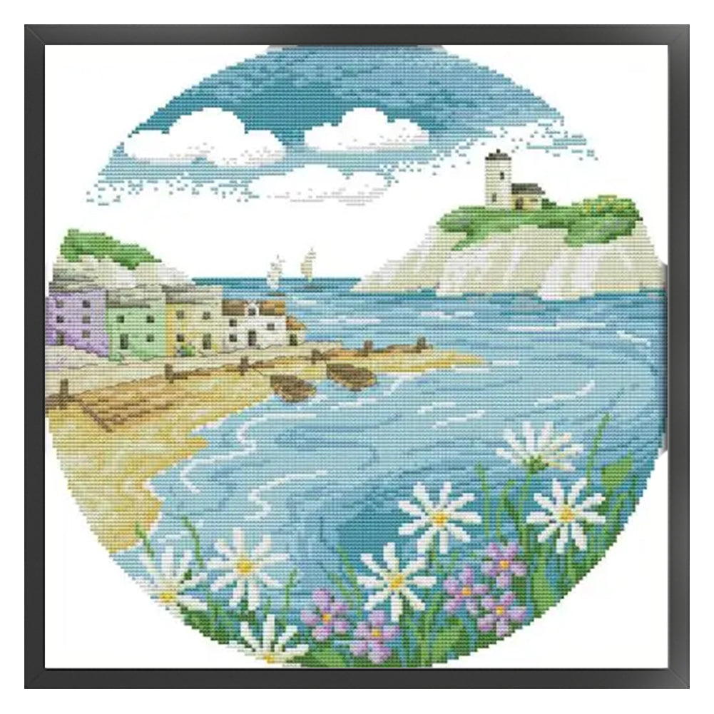 Island - 14CT Stamped Cross Stitch 38*38CM(Joy Sunday)