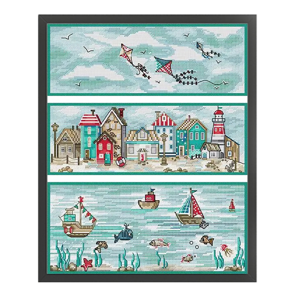 Sea, Land And Air - 14CT Stamped Cross Stitch 33*40CM(Joy Sunday)