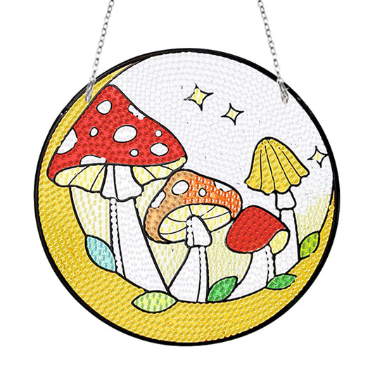 Acrylic Mushroom Single-Sided DIY Diamond Painting Hanging Pendant 20x20cm (#1)
