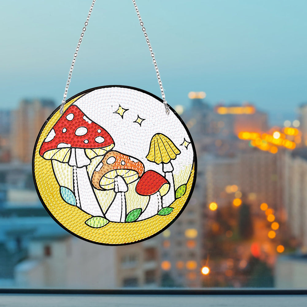 Acrylic Mushroom Single-Sided DIY Diamond Painting Hanging Pendant 20x20cm (#1)