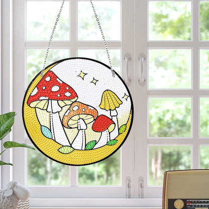 Acrylic Mushroom Single-Sided DIY Diamond Painting Hanging Pendant 20x20cm (#1)