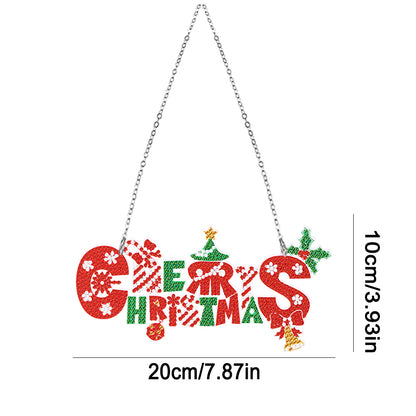 Acrylic Merry Christmas Single-Sided Diamond Painting Hanging Pendant 20x10cm