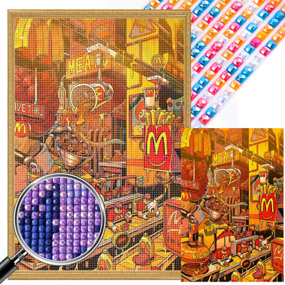 Fast Food Assembly Line - Full AB Round Drill Diamond Painting 40*60CM