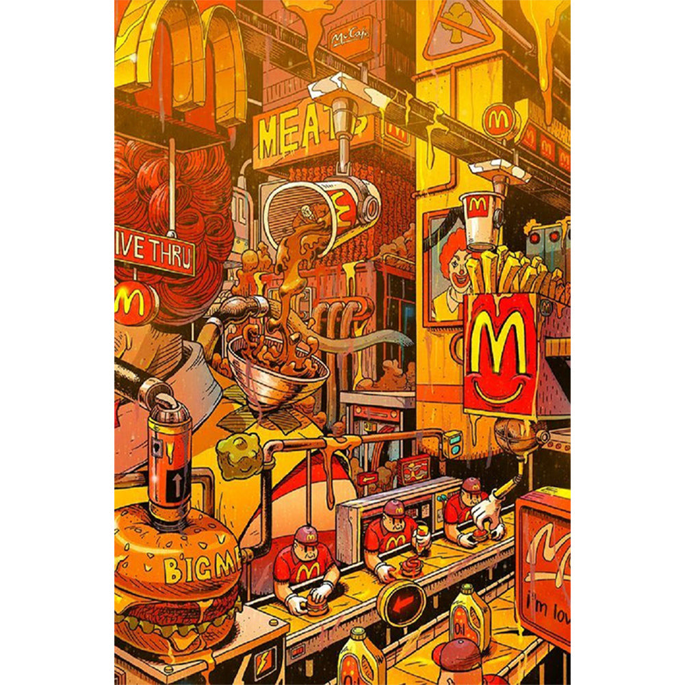 Fast Food Assembly Line - Full AB Round Drill Diamond Painting 40*60CM