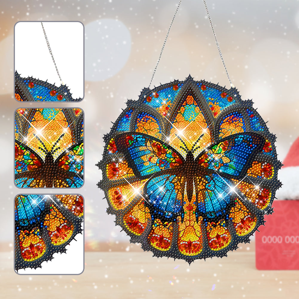 Acrylic Gorgeous Butterfly Single-Sided Diamond Painting Hanging Pendant (#1)