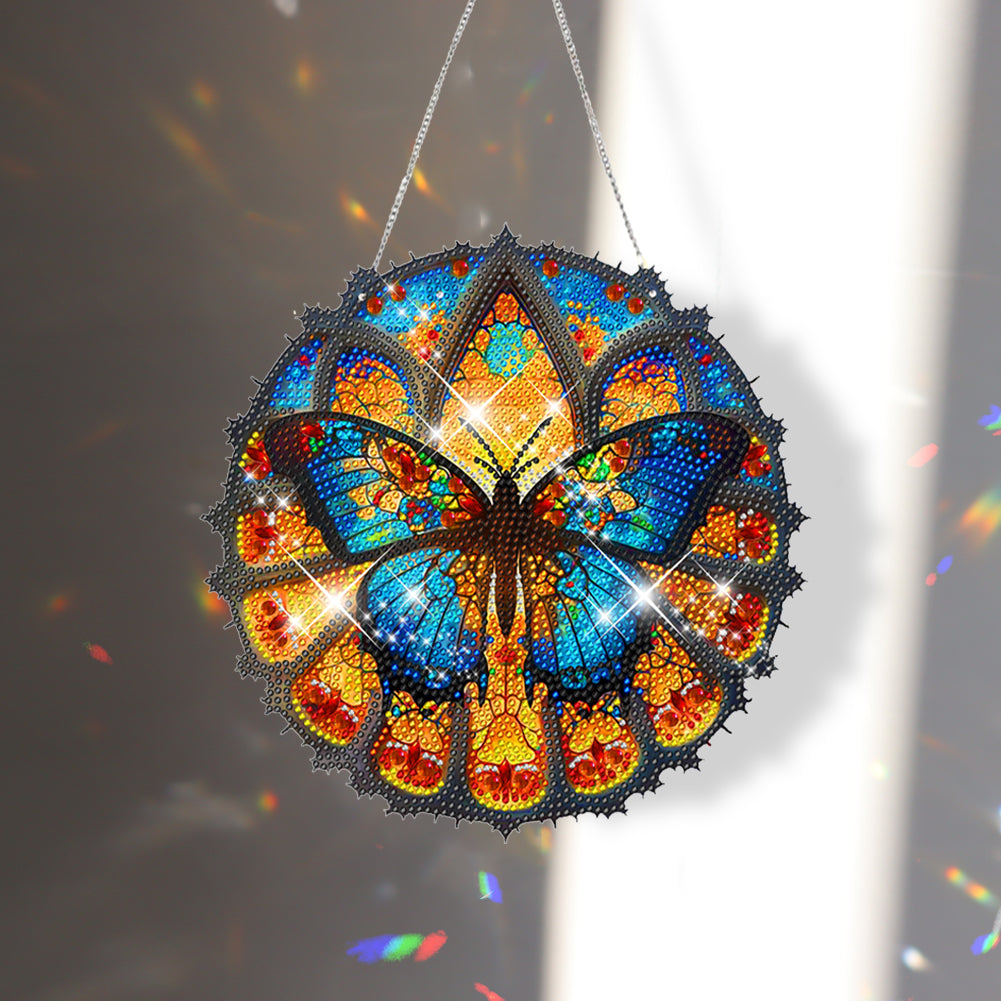 Acrylic Gorgeous Butterfly Single-Sided Diamond Painting Hanging Pendant (#1)