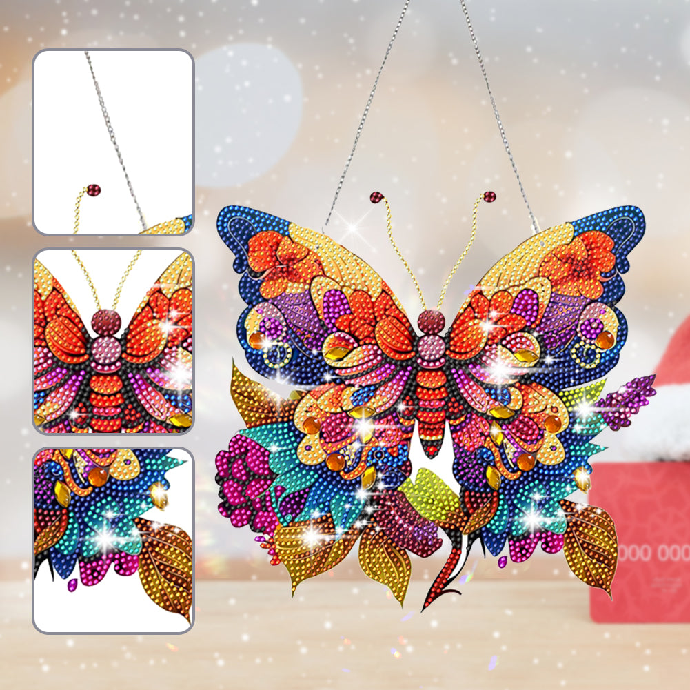 Acrylic Gorgeous Butterfly Single-Sided Diamond Painting Hanging Pendant (#4)