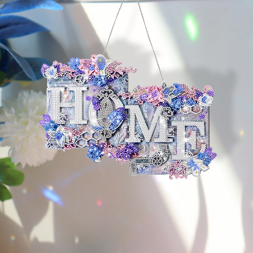Acrylic Sweet Home Single-Sided Diamond Painting Hanging Pendant for Wall Decor