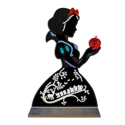 Wooden DIY Diamond Painting Tabletop Ornaments Kit (Snow White Silhouette)