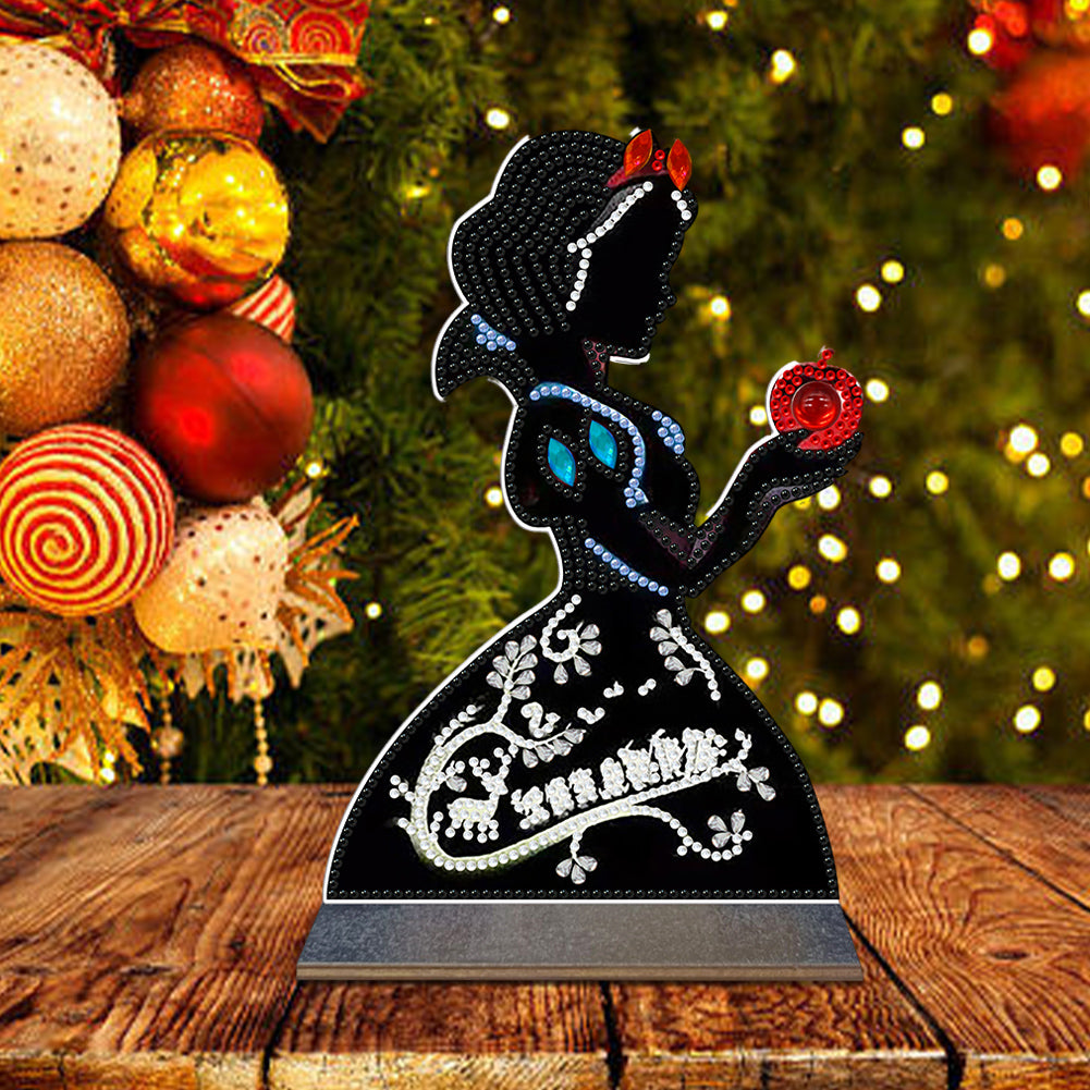 Wooden DIY Diamond Painting Tabletop Ornaments Kit (Snow White Silhouette)