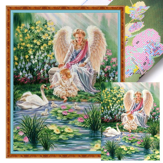Swans And Angels - 11CT Stamped Cross Stitch 50*65CM(Joy Sunday)