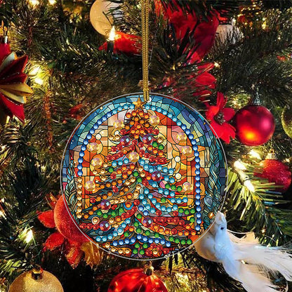 8 PCS Acrylic Single-Sided DIY Diamond Painting Hanging Pendant (Christmas Tree)