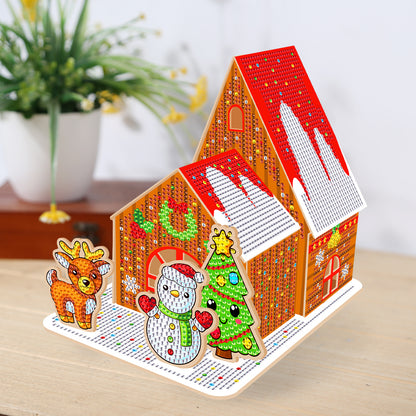 Wooden Diamond Painting Desktop Decor for Office Desktop Decor (Biscuit House)