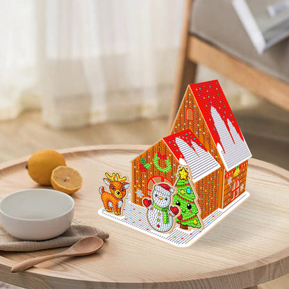 Wooden Diamond Painting Desktop Decor for Office Desktop Decor (Biscuit House)