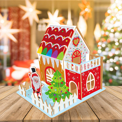 Wooden Diamond Painting Desktop Decor for Office Desktop Decor (Candy House)