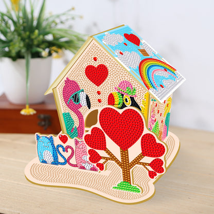 Wooden Diamond Painting Desktop Decor for Office Desktop Decor (House of Love)