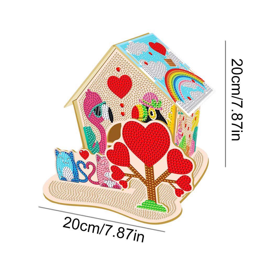 Wooden Diamond Painting Desktop Decor for Office Desktop Decor (House of Love)