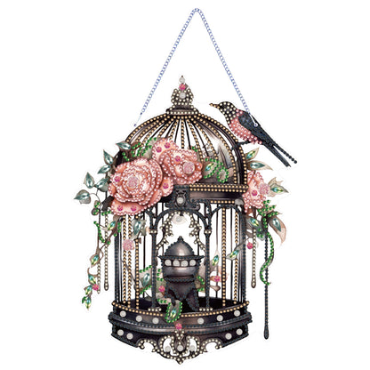 Acrylic Flower Birdcage Single-Sided DIY Diamond Painting Hanging Pendant (#1)