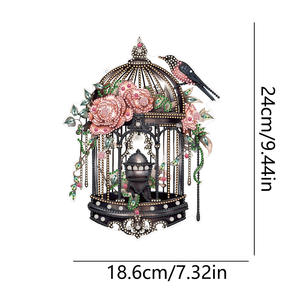 Acrylic Flower Birdcage Single-Sided DIY Diamond Painting Hanging Pendant (#1)